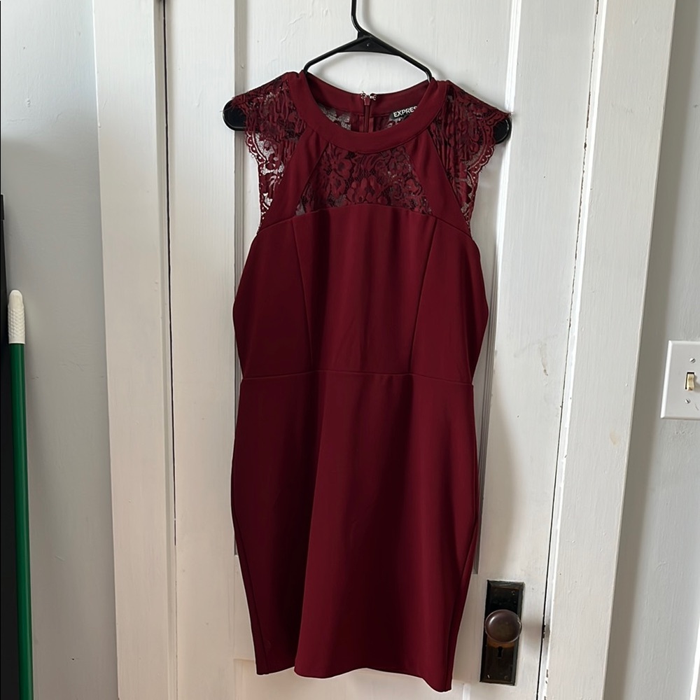 Express Red Halter Sheath Mini Dress